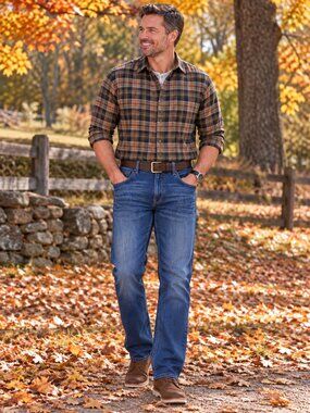 HELIX Men's 36 x 32 (5) Pocket Loose Straight Blue Jeans "Instinct is a Virtue"